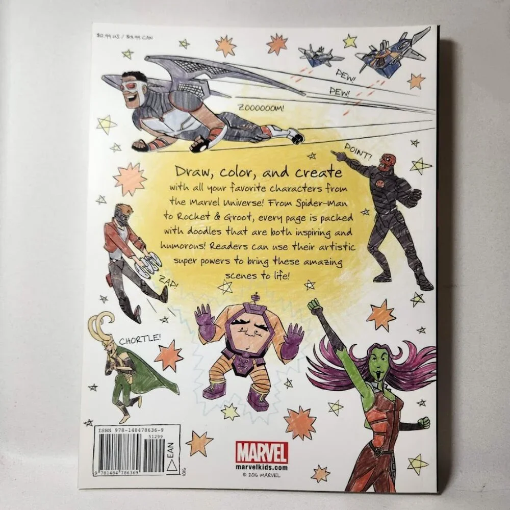 Marvel Doodles Drawing Book Coloring Book Paperback Superheroes Spiderman  NEW